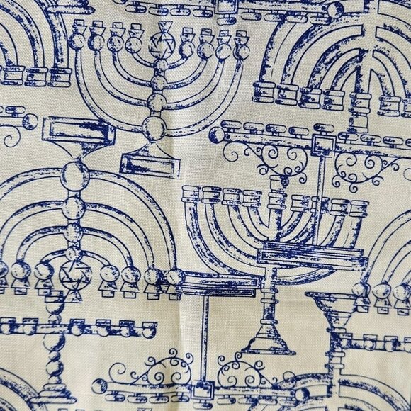 Rectangle Tablecloth 2 Linen Napkins Set Festive Design Jewish Hanukkah 72"x57" - Picture 3 of 8